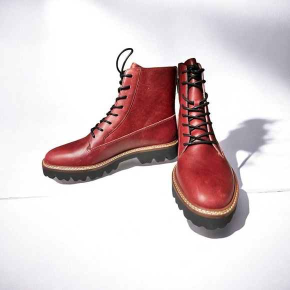 🌻NEW Madewell Citywalk Rusted Burgundy Leather Lugsole Lace-Up Boot Size 7.5 - Picture 6 of 11